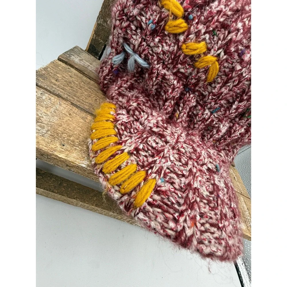 San‎ Diego Hat Company Womens Burgundy Marl Knit Beanie Embroidered Confetti Hat